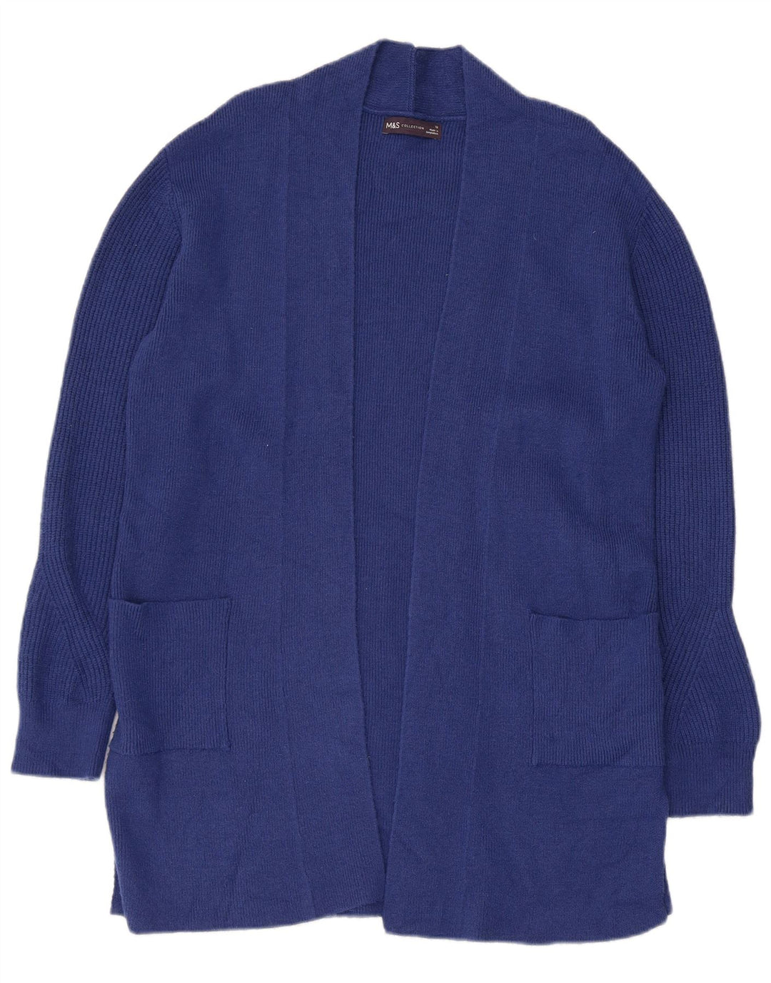 Maglione cardigan aperto lungo da donna Marks & Spencer UK 12 Blu medio