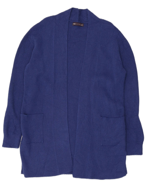 Maglione cardigan aperto lungo da donna Marks & Spencer UK 12 Blu medio