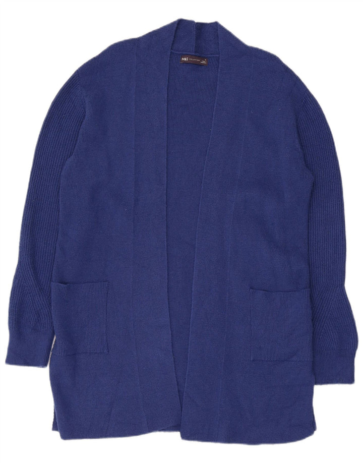Maglione cardigan aperto lungo da donna Marks & Spencer UK 12 Blu medio
