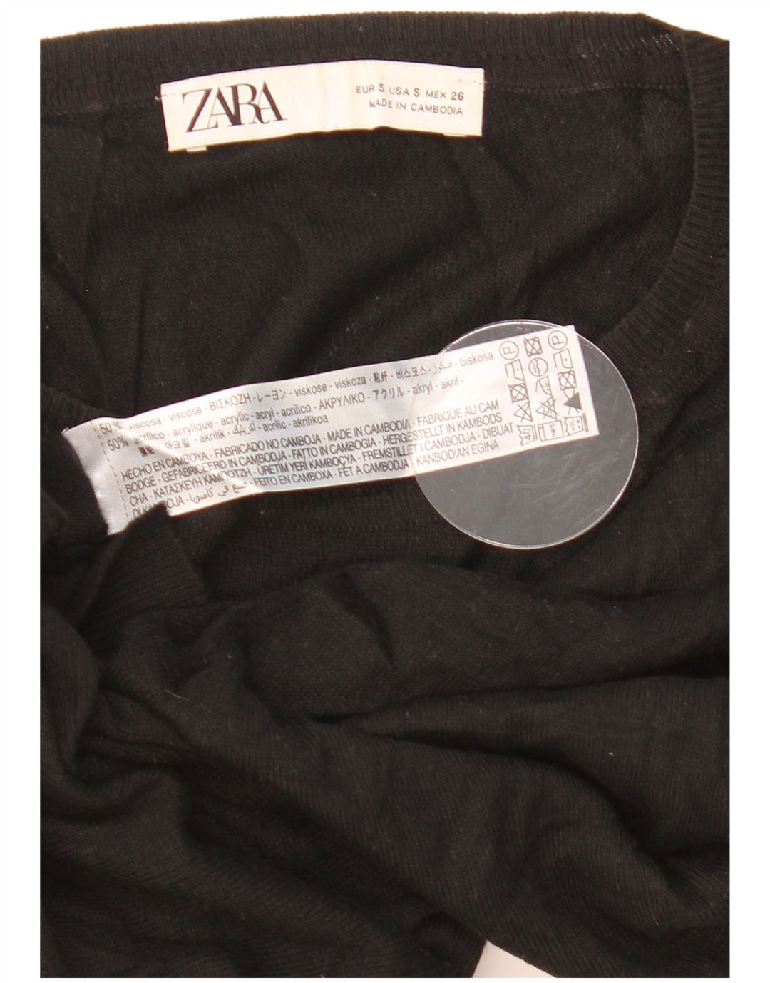 Maglione girocollo oversize da donna Zara UK 10 piccolo in viscosa nera