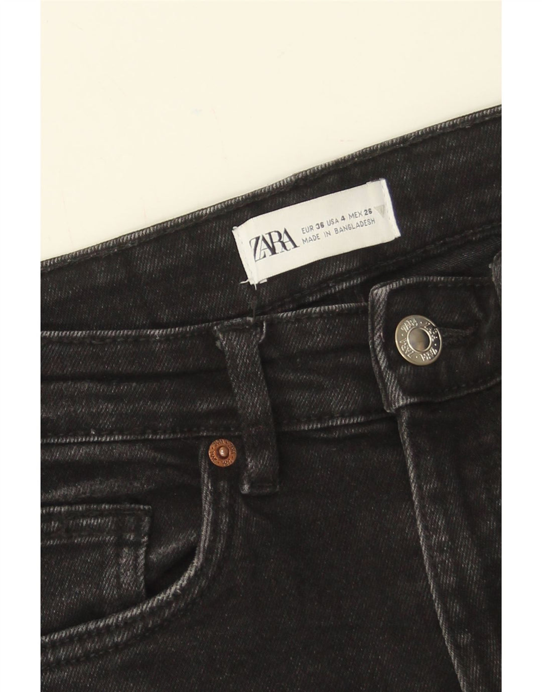 Jeans skinny da donna ZARA EU 36 XS W26 L25 cotone nero