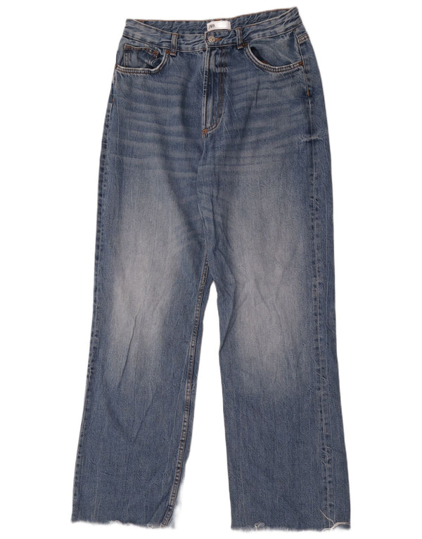 Jeans larghi a vita alta da donna Zara EU 42 Large W32 L32 Blu