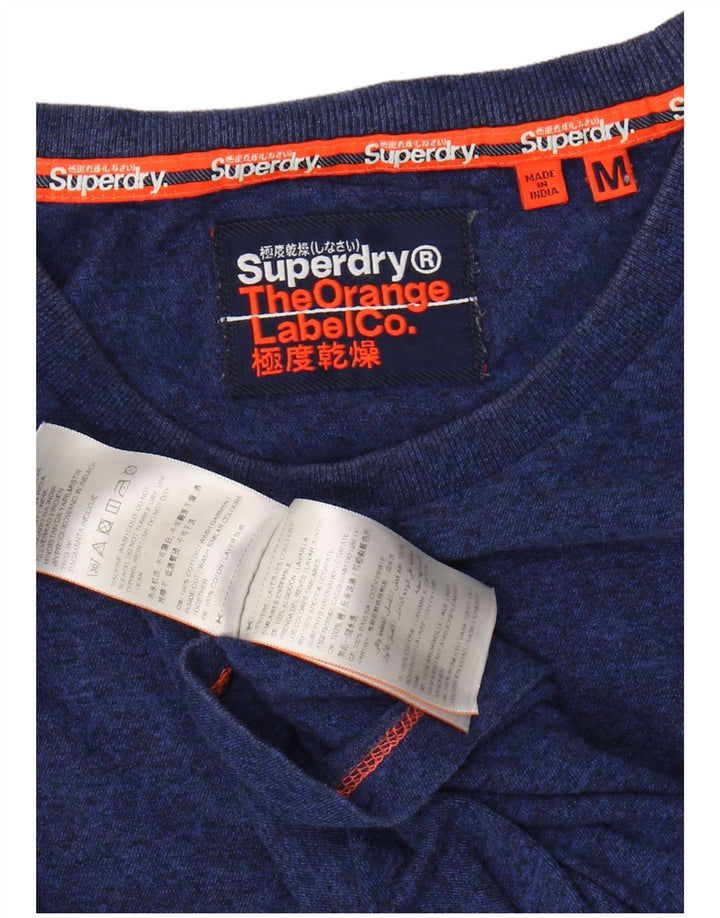 T-shirt da uomo SUPERDRY Top in cotone screziato blu medio
