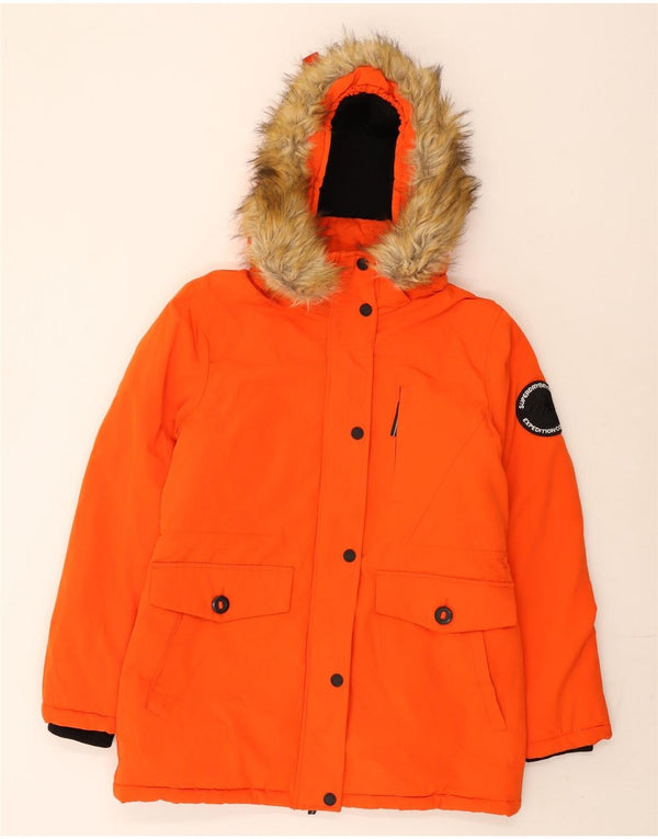 Giacca da sci da donna con cappuccio Superdry UK 12 poliestere arancione medio