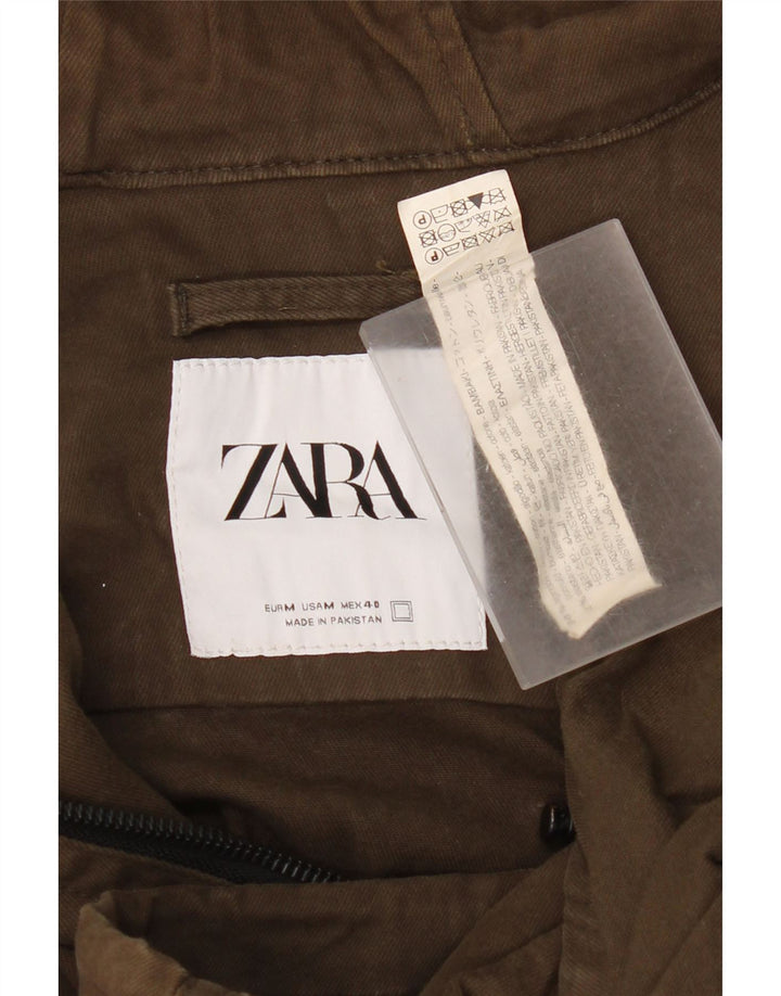 Giubbotto bomber con cappuccio da uomo Zara UK 38 cotone kaki medio