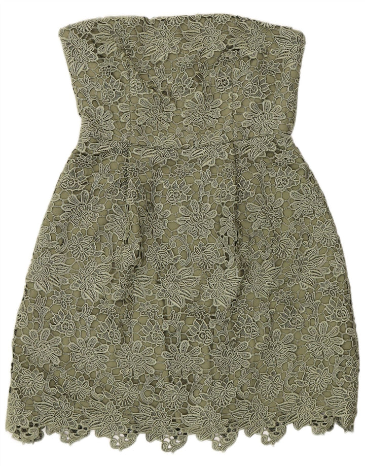 Abito senza spalline da donna Reiss UK 12 Poliestere floreale verde medio