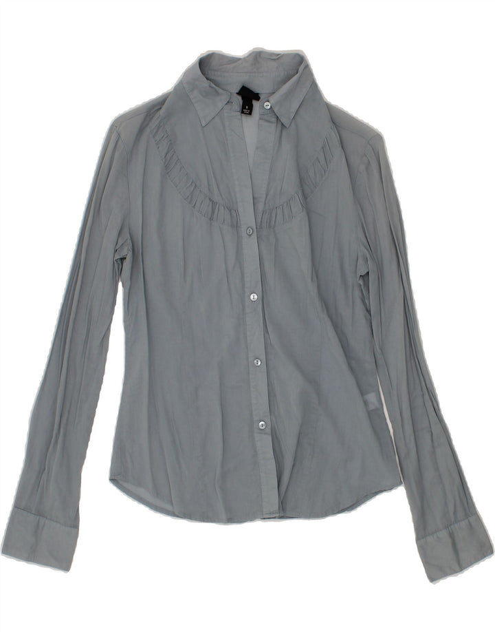 MOSSIMO Womens See Through Shirt UK 10 Small Blue Cotton Vintage Mossimo and Second-Hand Mossimo from Messina Hembry 