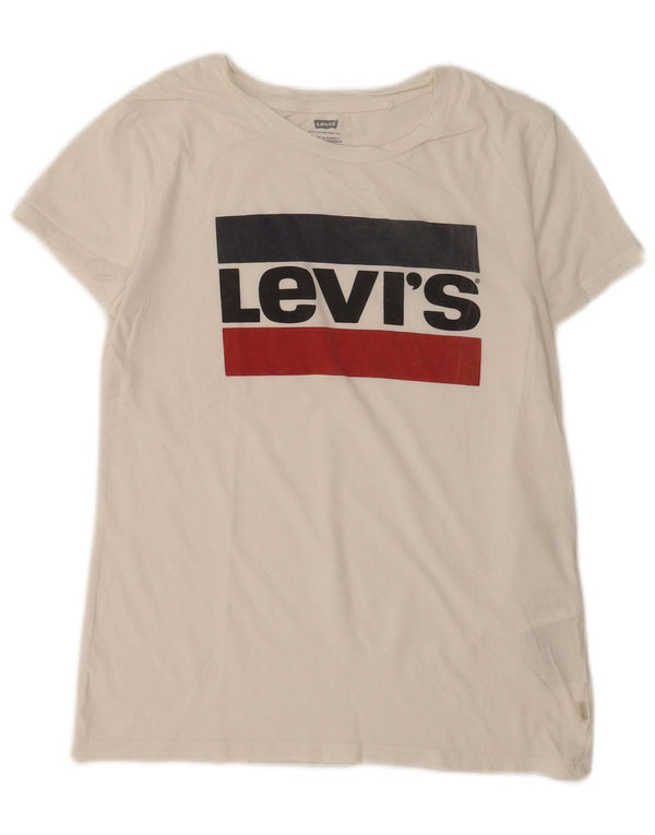 T-shirt grafica da donna Levi's Top UK 6 XS cotone bianco