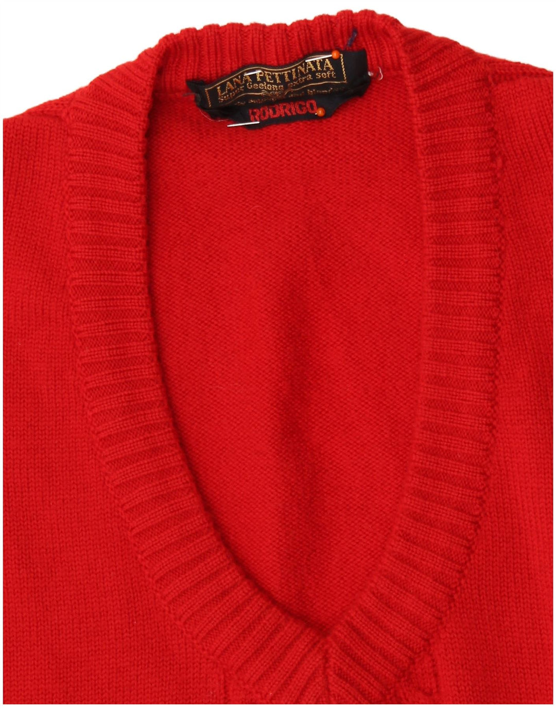 Maglione da donna con scollo a V RODRIGO UK 16 Large Red New Wool