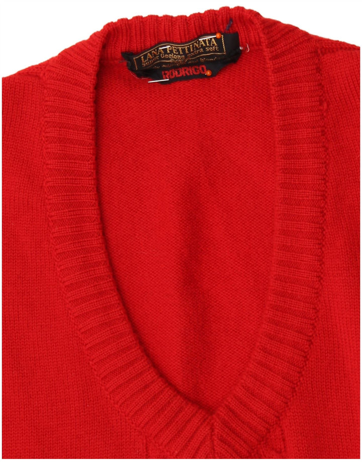 Maglione da donna con scollo a V RODRIGO UK 16 Large Red New Wool