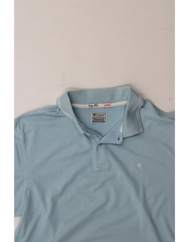 CHAMPION Mens Polo Shirt Large Blue Cotton Vintage Champion and Second-Hand Champion from Messina Hembry 