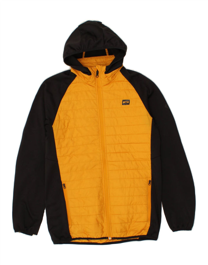 JACK & JONES Mens Hooded Padded Jacket UK 38 Medium Orange Colourblock Vintage Jack & Jones and Second-Hand Jack & Jones from Messina Hembry 