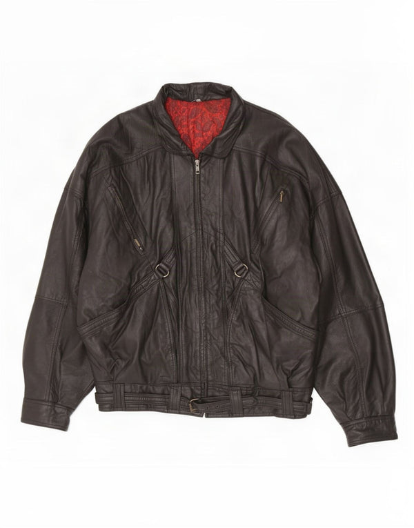Giacca in pelle vintage da uomo IT 52 XL Nera