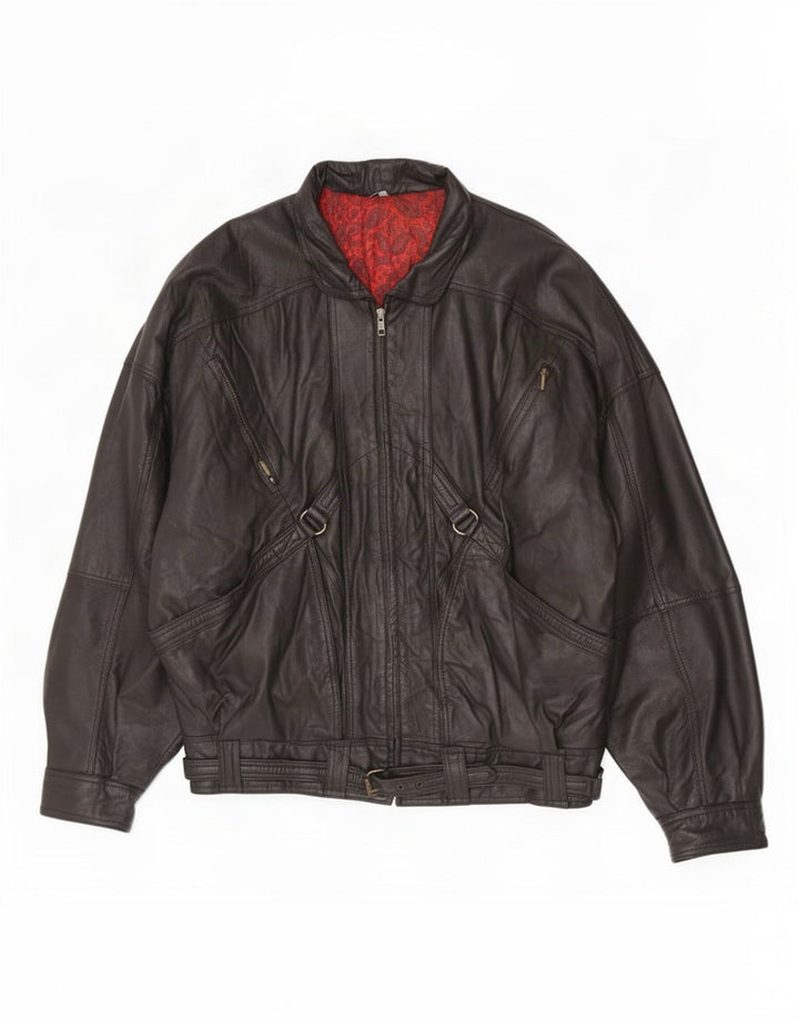 Giacca in pelle vintage da uomo IT 52 XL Nera