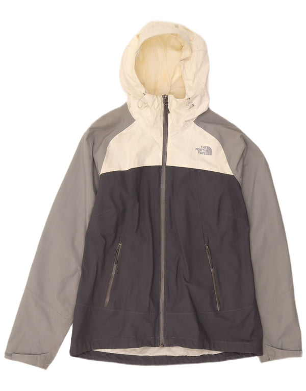 Giacca antipioggia con cappuccio da donna Hugo Boss UK 16 Large Grigio Colourblock Nylon