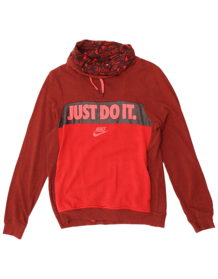 Felpa con grafica Nike da uomo, piccola, in cotone color block bordeaux