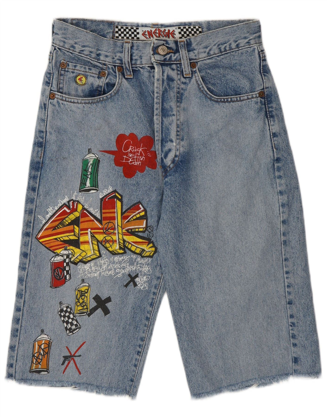 Pantaloncini in denim Bermuda con grafica Graffiti da donna Energie W28 Blu medio
