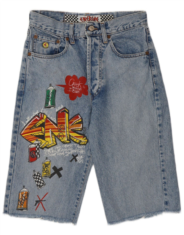 Pantaloncini in denim Bermuda con grafica Graffiti da donna Energie W28 Blu medio