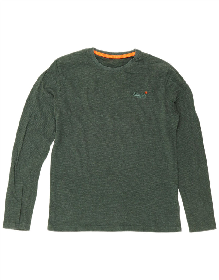 Top da uomo a maniche lunghe Superdry in cotone verde piccolo