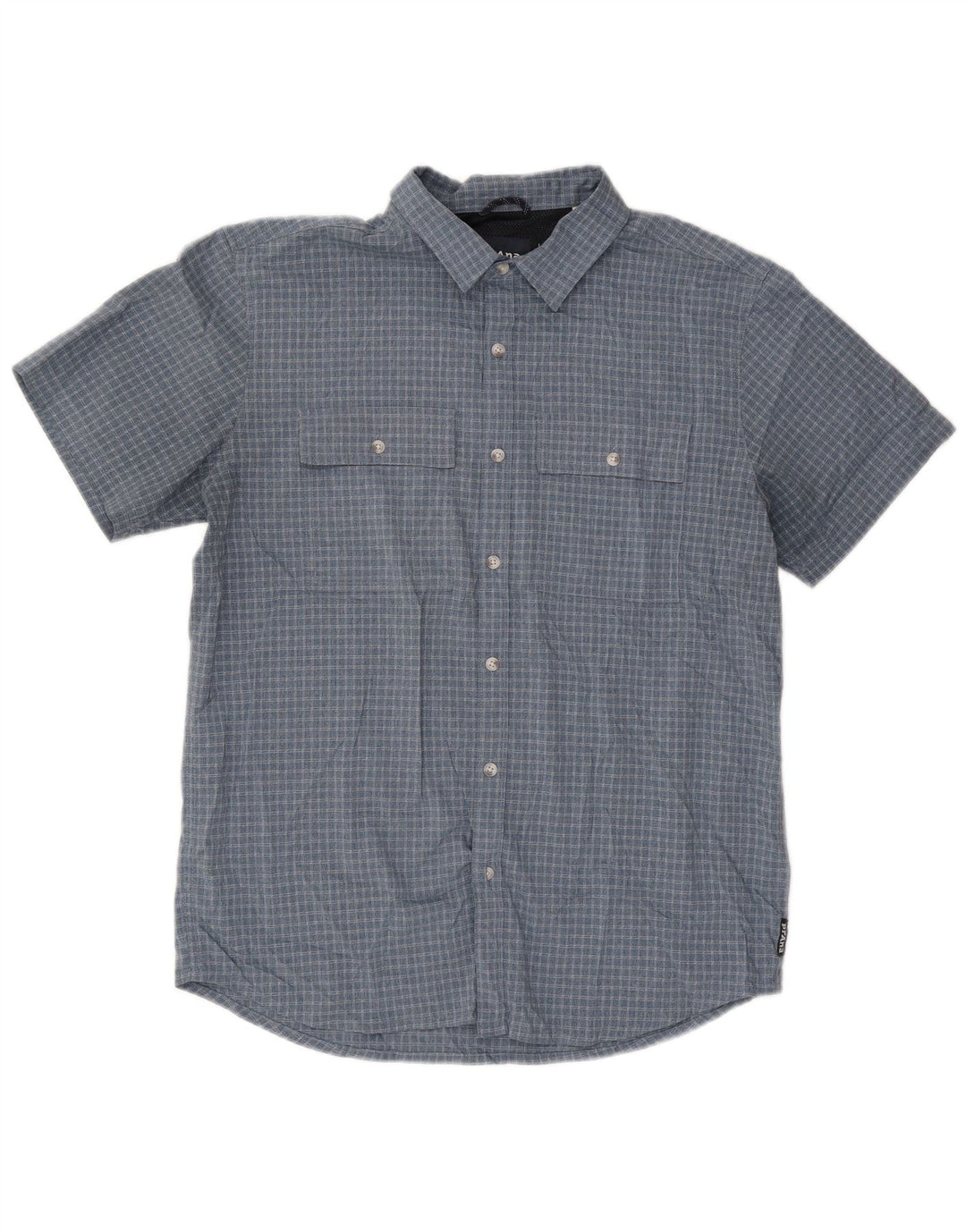 PRANA Camicia a maniche corte da uomo a quadri blu medio