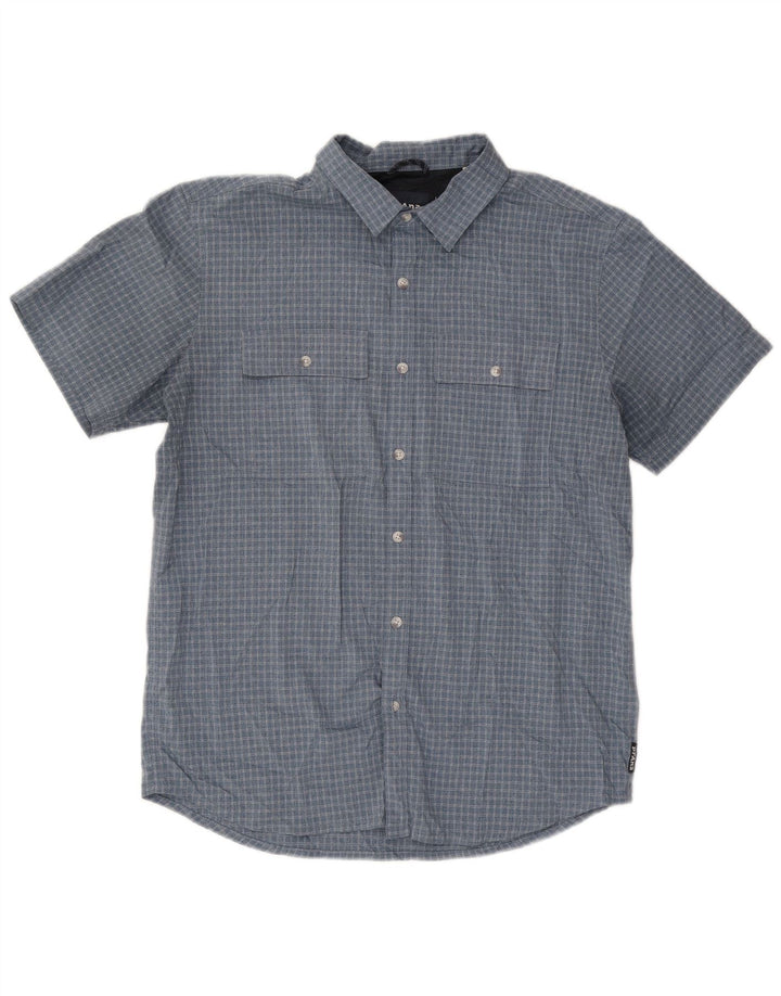 PRANA Camicia a maniche corte da uomo a quadri blu medio