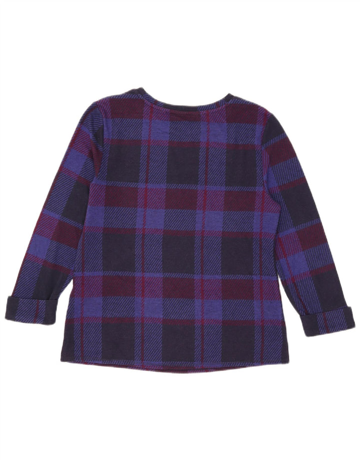Marks & Spencer Top da donna manica 3/4 UK 10 piccolo quadretto blu navy
