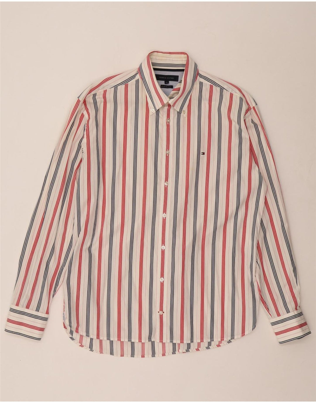 TOMMY HILFIGER Camicia da uomo XL a righe bianche