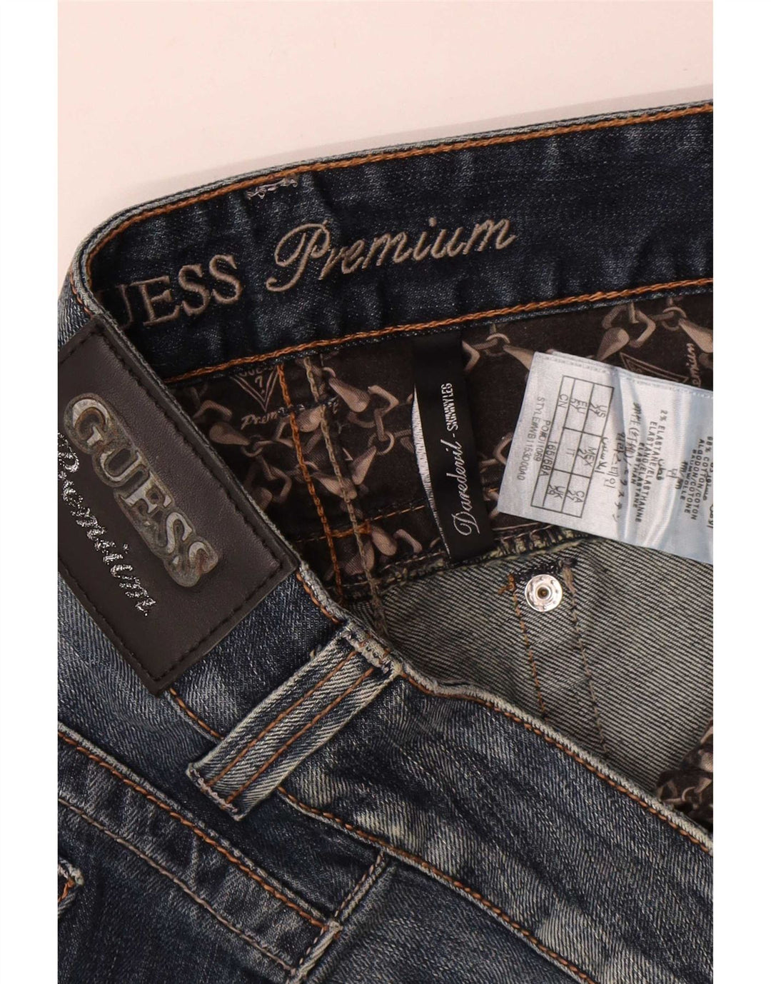 Jeans slim invecchiati Guess da donna W29 L32 cotone blu