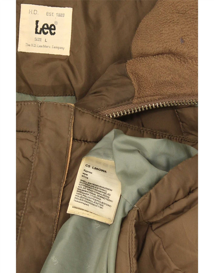 Giacca imbottita con cappuccio da uomo Lee UK 40 grande poliestere marrone