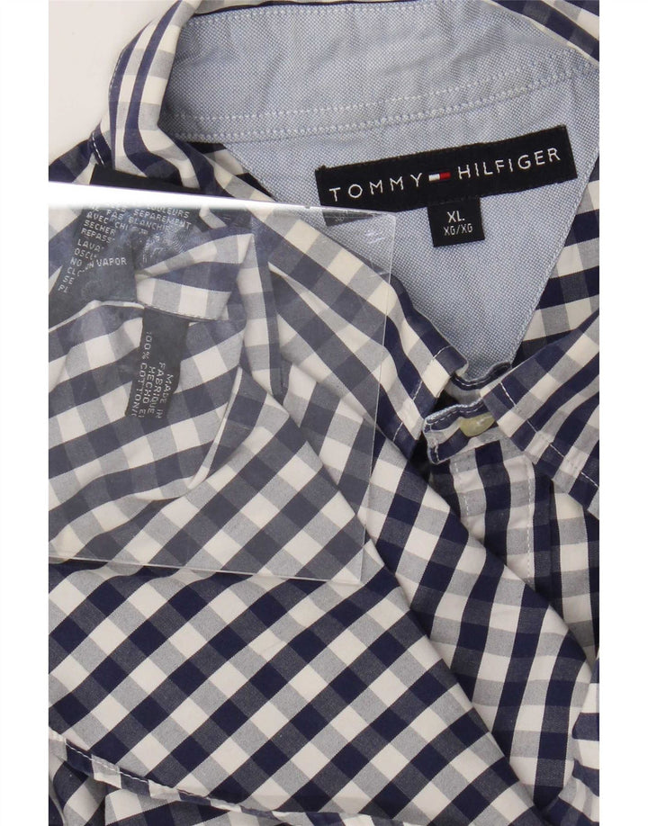 Camicia da uomo Tommy Hilfiger XL blu navy in cotone a quadretti