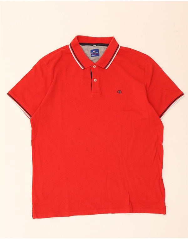 Polo da uomo Champion in cotone a righe grandi rosse