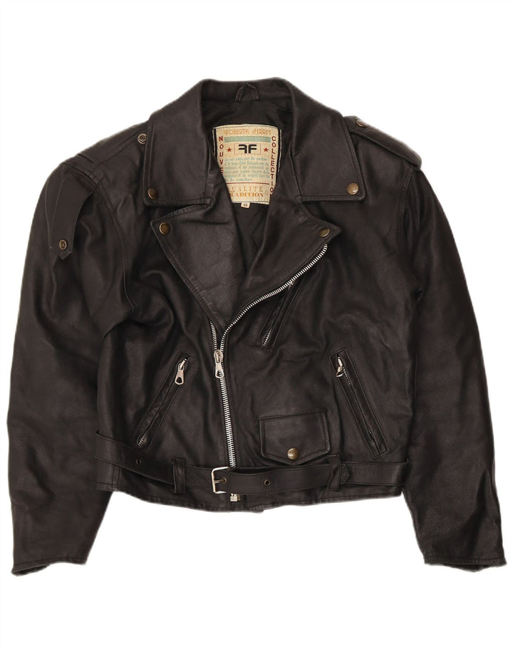 Roberta Ferrini Giacca da motociclista in pelle da donna IT 46 Large Nero