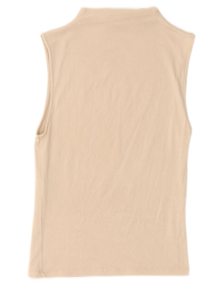 ZARA Womens Vest Top UK 14 Large Beige Cotton