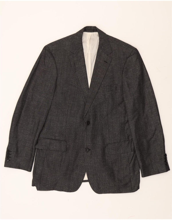 Giacca blazer da uomo a 2 bottoni Hugo Boss EU 50 grande lana vergine grigia