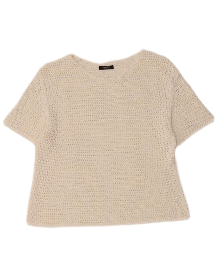 Massimo Dutti Camicetta corta all'uncinetto da donna Top UK 12 Bianco medio