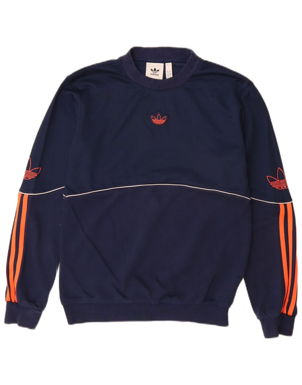 Felpa grafica da uomo ADIDAS maglione XS blu navy in cotone