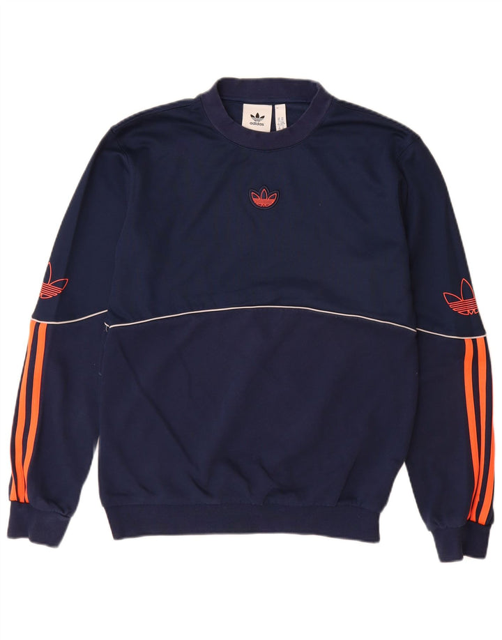 Felpa grafica da uomo ADIDAS maglione XS blu navy in cotone
