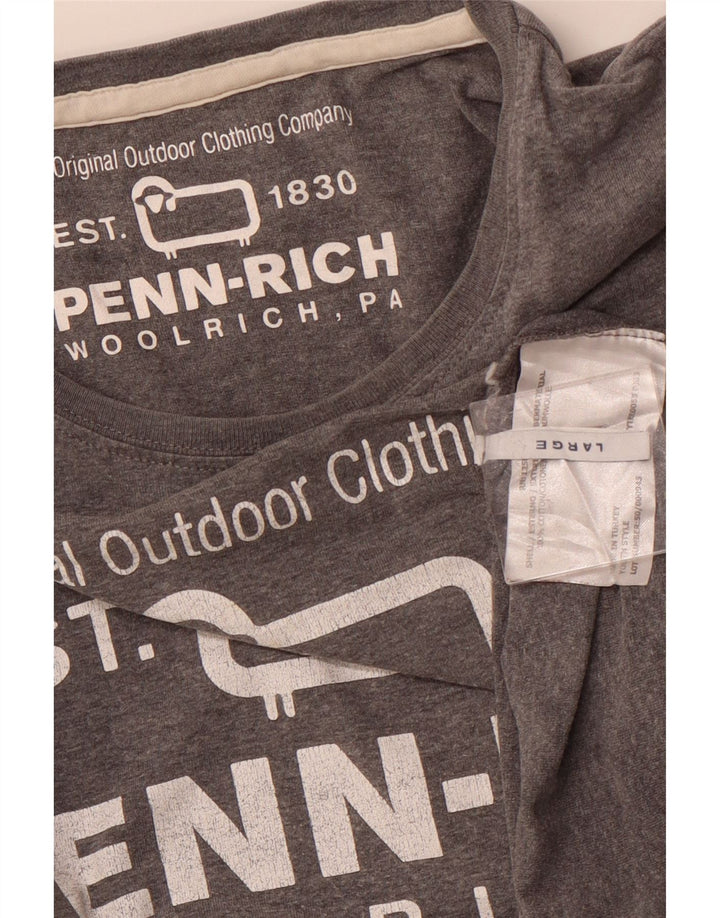 WOOLRICH T-shirt grafica Penn-Rich da donna UK 14 Large Grey Flecked