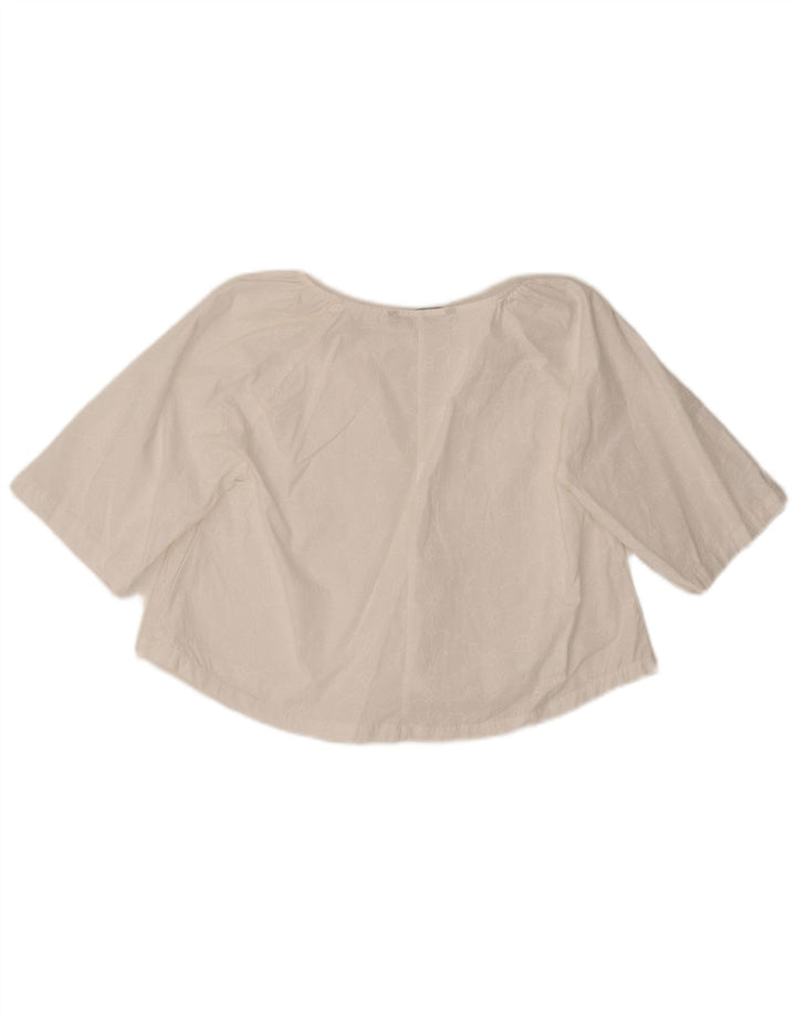 Top corto corto da donna oversize in camicetta Zara UK 6 XS bianco floreale
