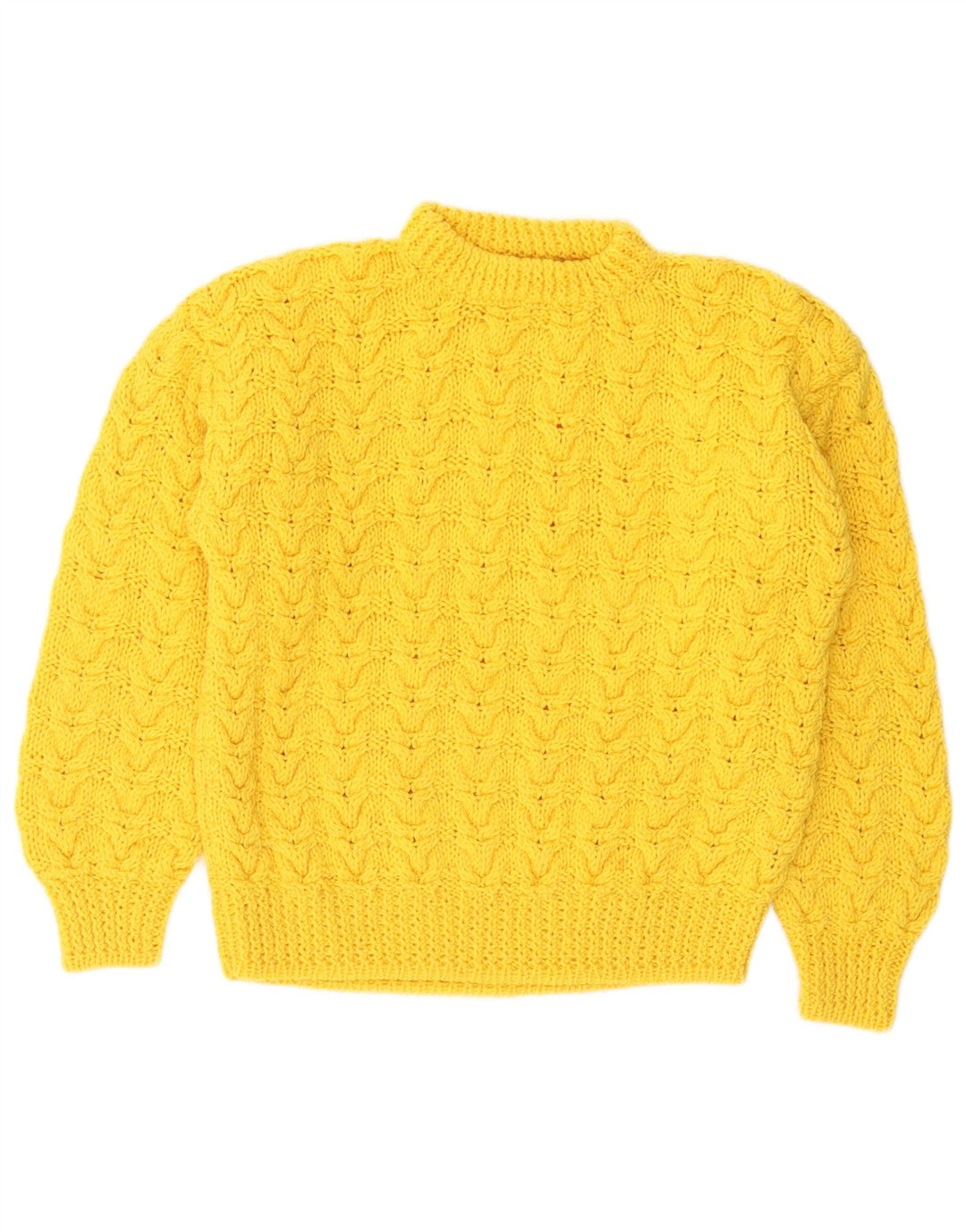 Maglione maglione vintage da donna con collo dolcevita UK 12 Giallo medio