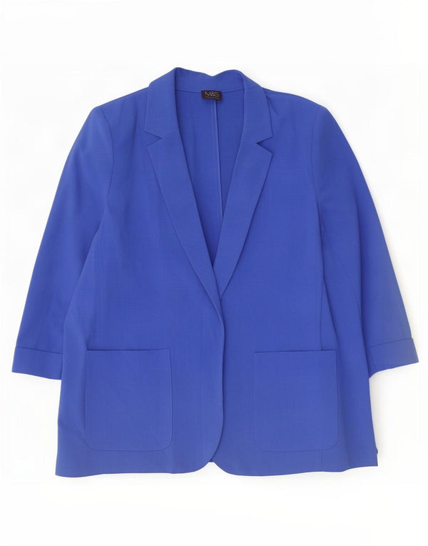 Giacca blazer aperta con maniche a 3/4 Marks & Spencer da donna UK 20 2XL Blu