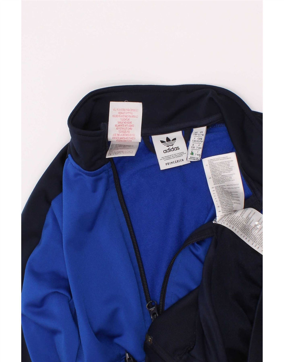 Giacca da ginnastica Adidas Primegreen da ragazzo 7-8 anni Blu Colourblock