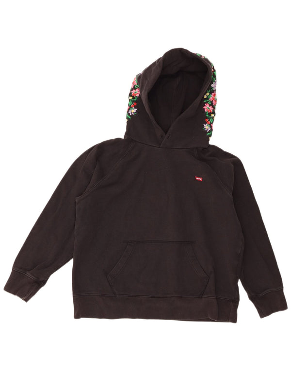 Maglione con cappuccio da donna Levi's UK 14 cotone floreale nero medio