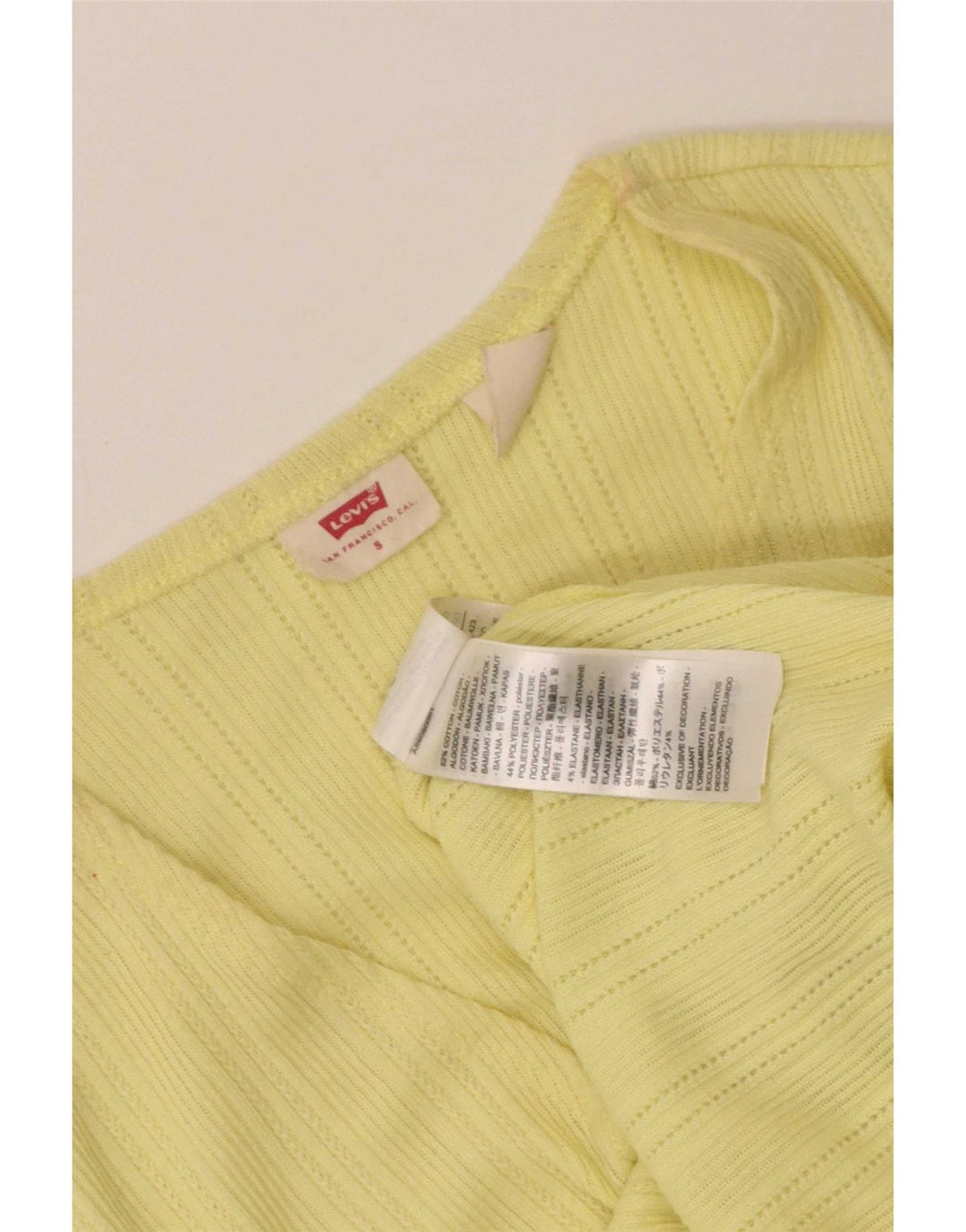 Levi's Donna Crop Wrap Cardigan Top UK 8 Piccolo Cotone Giallo