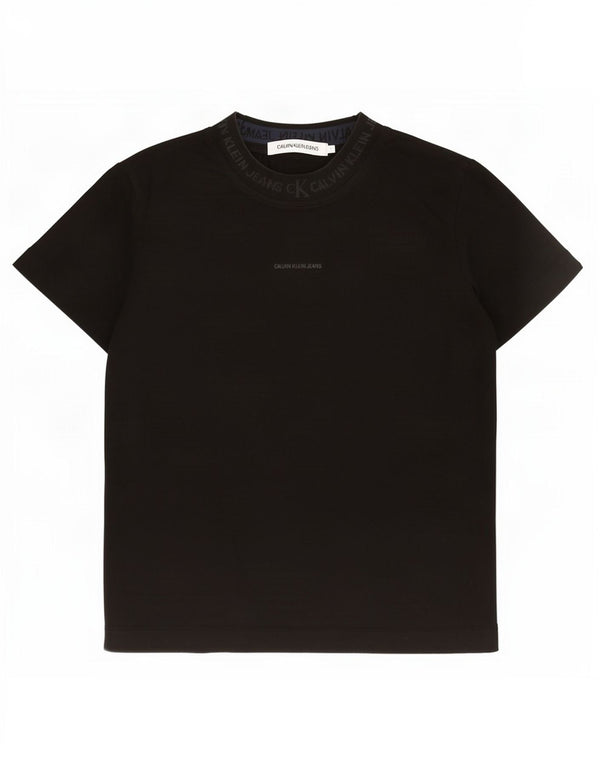 T-shirt grafica corta da donna Calvin Klein Top UK 10 piccola in cotone nero