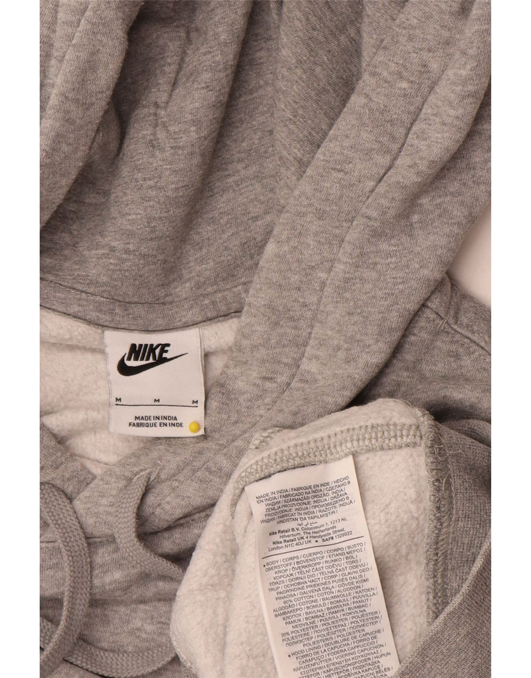 Felpa con cappuccio da uomo Nike in cotone mélange grigio medio