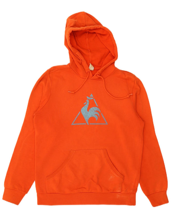 LE COQ SPORTIF Felpa con cappuccio grafica da uomo piccola in cotone arancione