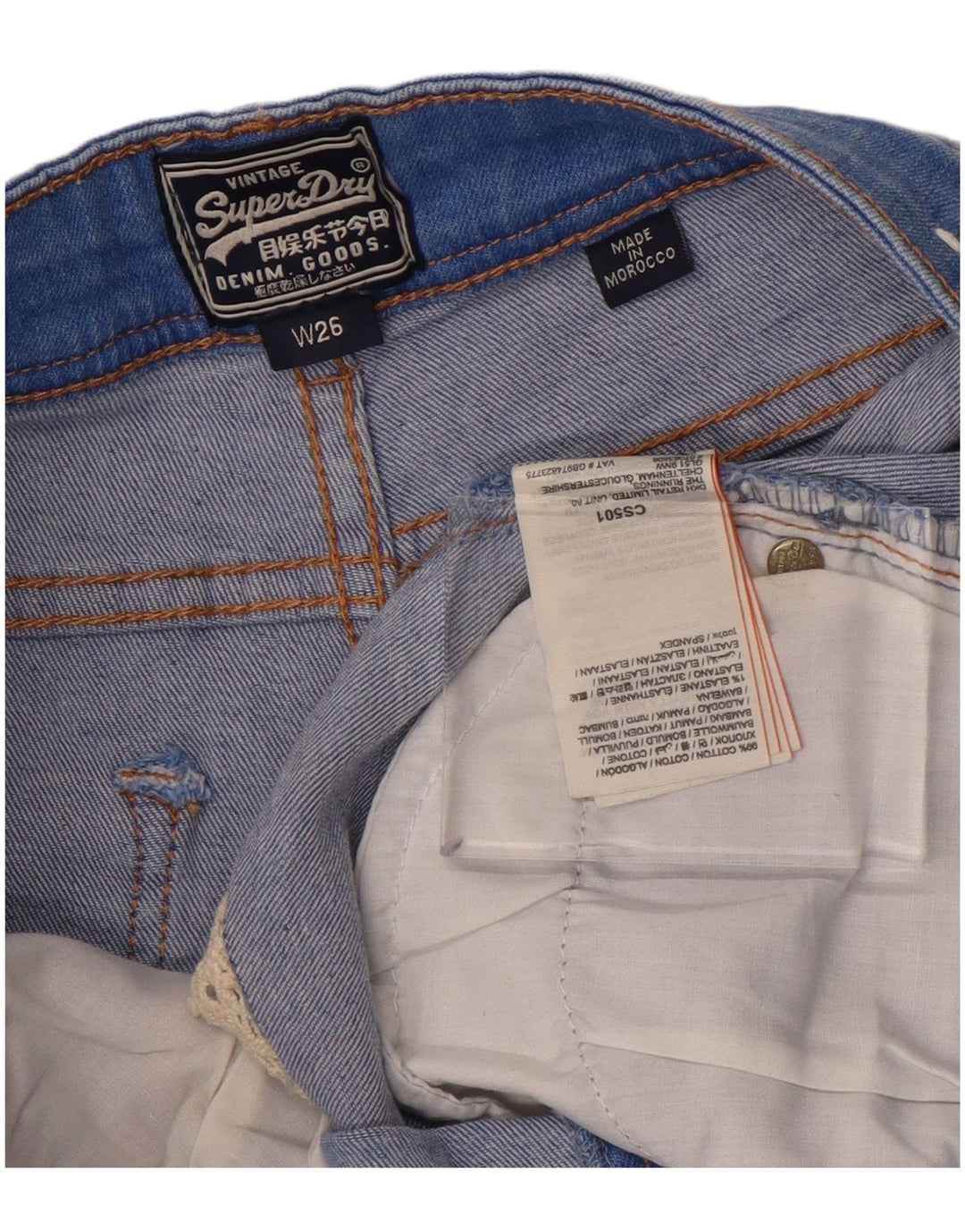 Pantaloncini di jeans da donna SUPERDRY W26 piccolo cotone blu