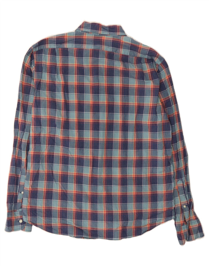 J. CREW Mens Slim Shirt Large Navy Blue Check Cotton Vintage J. Crew and Second-Hand J. Crew from Messina Hembry 