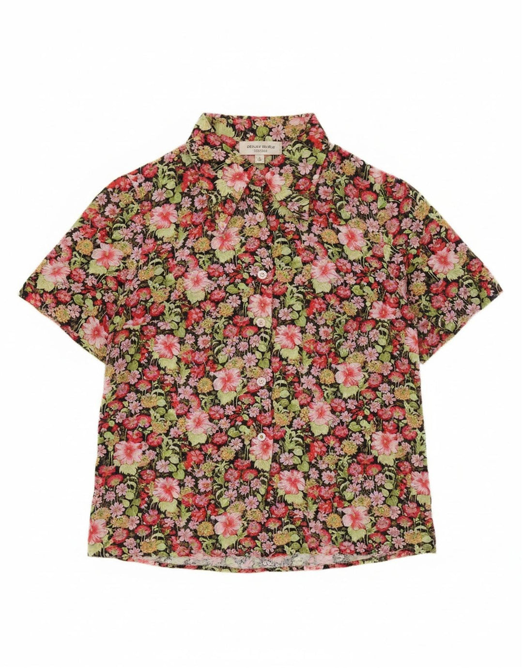 Camicia a maniche corte da donna vintage UK 12 floreale multicolore medio